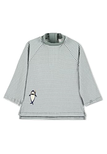 Sterntaler Badeshirt Hai – UV-Schutz 50+ Langarm Schwimmshirt Jungen – Badeoberteil aus Seersucker mit coolem Hai-Druck, Reißverschluss & Stehkragen – mattgrün, Größe 92 von Sterntaler