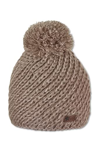 Sterntaler Unisex Kinder Mütze Baby Bommelstrickmütze mit Fleecefutter, braun, 49 von Sterntaler