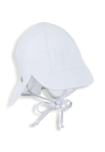 Sterntaler Unisex Kinder Schirmmütze mit Nackenschutz mit Bindebänder und Ohrenklappen Mütze, weiß, 39 von Sterntaler