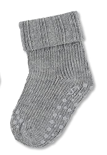 Sterntaler ABS Krabbelsocken aus Wolle - Baby Stoppersocken - ABS-Motiv auf Spann und Sohle - Krabbelsöckchen - Baby und Kinderstrümpfe, silber melange, Größe 22 von Sterntaler