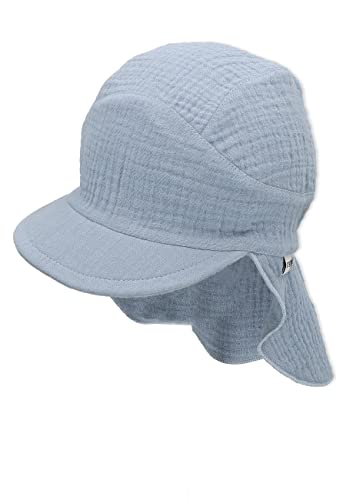 Sterntaler Unisex Schirmmütze mit Nackenschutz Musselin Sonnenhut, hellblau, 47 von Sterntaler