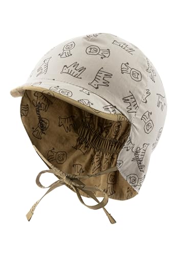 Sterntaler Wende Schirmmütze Safari - Wendemütze aus Baumwolle mit Allover Print - UV-Schutz 50+ Sommerkappe - Jungen Hut zum Binden -Baby und Kinder Kopfbedeckung- lichtgrau, Größe 47 von Sterntaler
