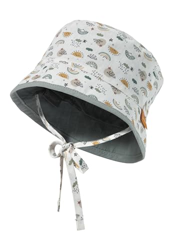 Sterntaler Wendefischerhut Regenbogen mit Bindeband - Babyhut Unisex mit UV -Schutz 50+ und Druckmuster - Wende -Fischerhut Baby schützt den Kopf - steingrün, 45 von Sterntaler