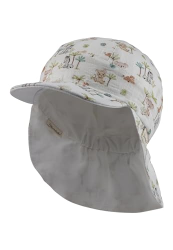 Sterntaler Wendeschirmmütze Tierbabys - Wende -Schirmmütze mit Zootier -Babys - Unisex Baby Mütze mit Druckmuster - Babyhut mit Bindeband - ecru, 49 von Sterntaler