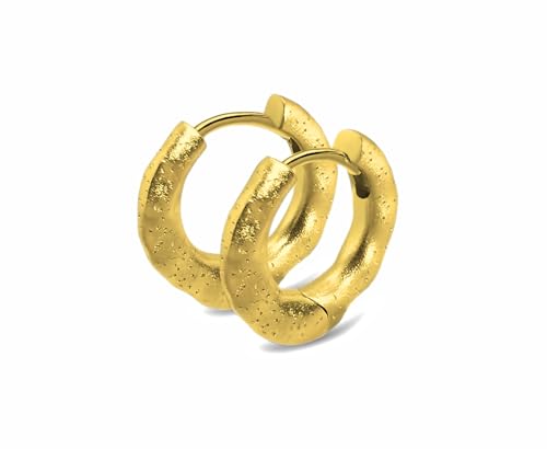 Premium Ohrringe aus 925 Sterling Silber Vergoldet | Funkelnde Creolen für Damen/Mädchen (Gold, Huggies 10mm) von Sternvoll Jewelry