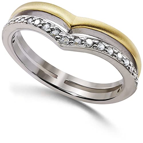 Sternvoll® Damen Ring aus 925 Sterling Silber mit Zirkonia Steinen Verlobungsring in Bicolor (52) von Sternvoll Jewelry