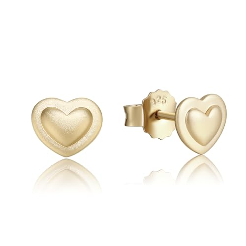 Sternvoll® Ohrstecker aus 925 Sterling Silber in Herzform | Herzohrringe (Gold) von Sternvoll Jewelry