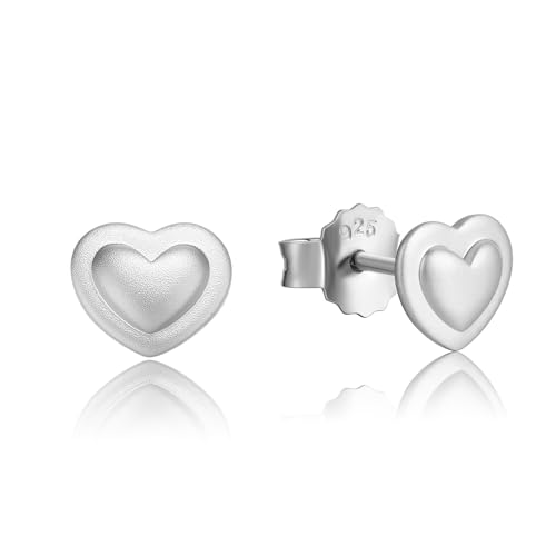 Sternvoll® Ohrstecker aus 925 Sterling Silber in Herzform | Herzohrringe (Silber (Rhodiniert)) von Sternvoll Jewelry