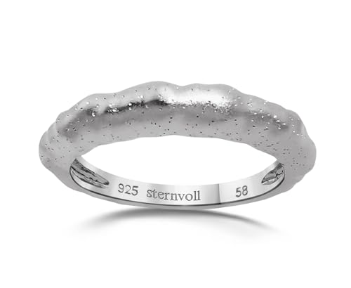 Sternvoll® Premium Ring in Wellenform | Gewölbter Ring aus 925 Sterling Silber vergoldet | Schlichter Damenring (Diamond Finishing, 62) von Sternvoll Jewelry
