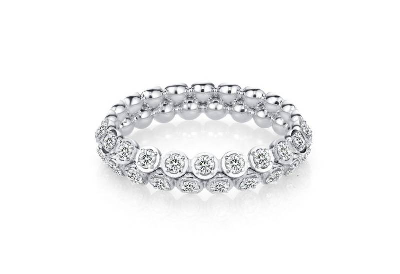 Sternvoll Diamantring Doppelter Memoire-Ring 0.43ct Diamant 750er Weißgold, Doppel-Memoire-Ring, 0.43ct, IGI-zertifiziert, Zargenfassung von Sternvoll