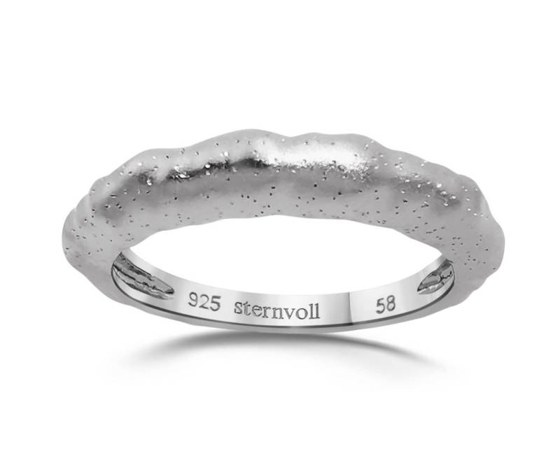 Sternvoll Fingerring Gewölbter Ring aus 925 Sterling Silber mit Diamond Finishing, 925 Sterling Silber, rhodiniert von Sternvoll