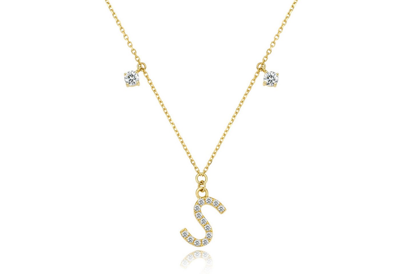 Sternvoll Goldkette Buchstaben-, Initialien-Collier, Ca. 0.4 ct Diamanten 18K Gelbgold von Sternvoll