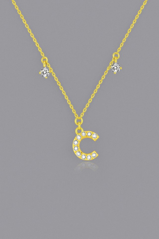 Sternvoll Goldkette Buchstaben-, Initialien-Collier, Ca. 0.4 ct Diamanten 18K Gelbgold von Sternvoll