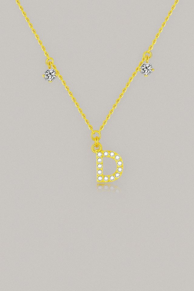 Sternvoll Goldkette Buchstaben-, Initialien-Collier, Ca. 0.4 ct Diamanten 18K Gelbgold von Sternvoll