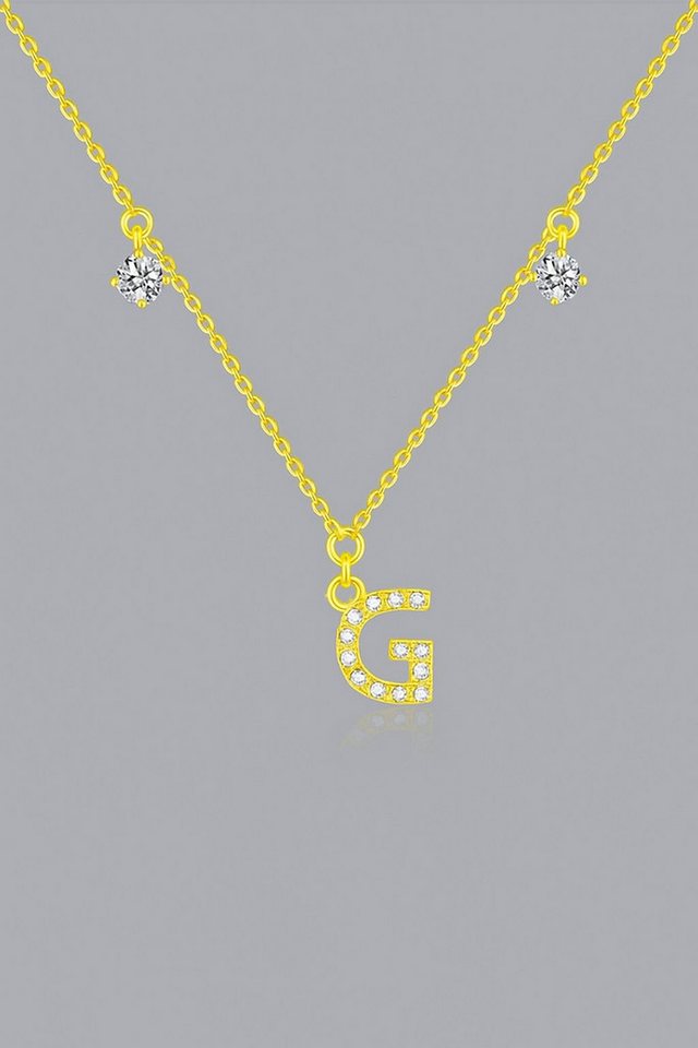Sternvoll Goldkette Buchstaben-, Initialien-Collier, Ca. 0.4 ct Diamanten 18K Gelbgold von Sternvoll