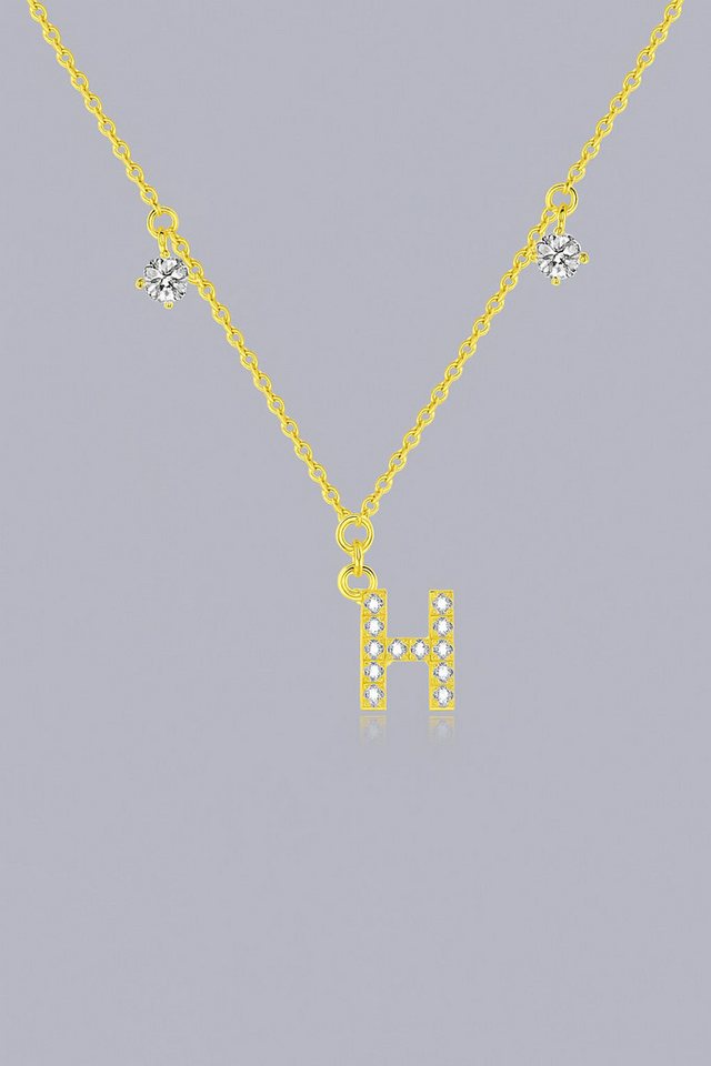 Sternvoll Goldkette Buchstaben-, Initialien-Collier, Ca. 0.4 ct Diamanten 18K Gelbgold von Sternvoll