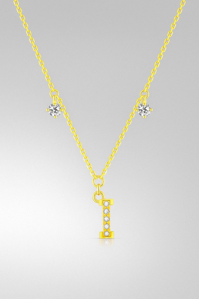 Sternvoll Goldkette Buchstaben-, Initialien-Collier, Ca. 0.4 ct Diamanten 18K Gelbgold von Sternvoll