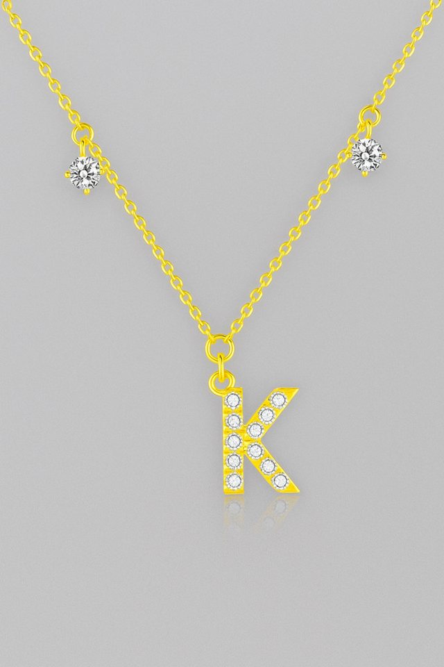 Sternvoll Goldkette Buchstaben-, Initialien-Collier, Ca. 0.4 ct Diamanten 18K Gelbgold von Sternvoll