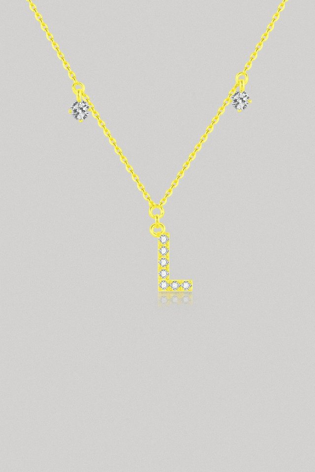 Sternvoll Goldkette Buchstaben-, Initialien-Collier, Ca. 0.4 ct Diamanten 18K Gelbgold von Sternvoll