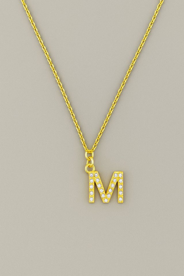 Sternvoll Goldkette Buchstaben-, Initialien-Collier, Ca. 0.4 ct Diamanten 18K Gelbgold von Sternvoll