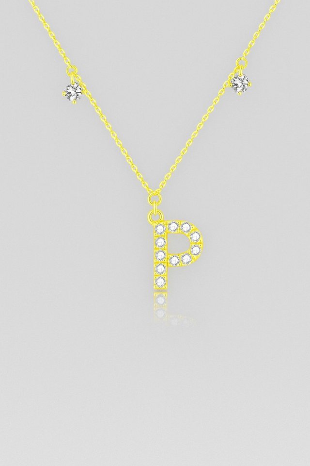 Sternvoll Goldkette Buchstaben-, Initialien-Collier, Ca. 0.4 ct Diamanten 18K Gelbgold von Sternvoll