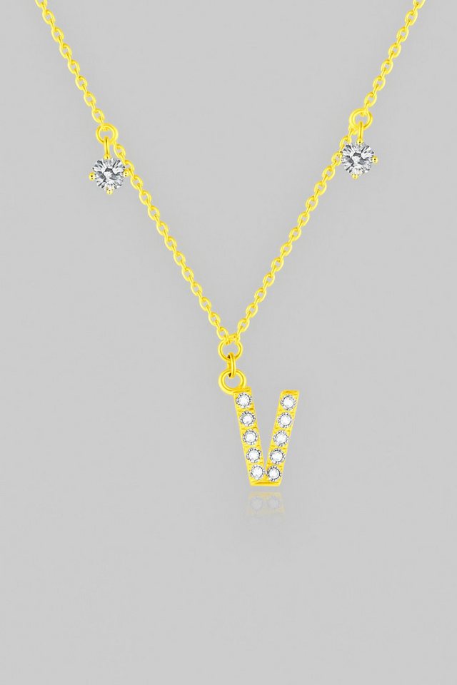 Sternvoll Goldkette Buchstaben-, Initialien-Collier, Ca. 0.4 ct Diamanten 18K Gelbgold von Sternvoll