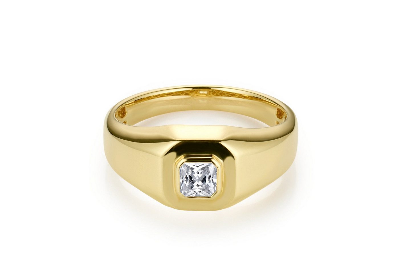 Sternvoll Goldring Siegelring Solitär 0.37ct Radient 750er Gelbgold, Klassischer Siegelring, 0.37 ct Radient-Schliff, Massive 750er Gold von Sternvoll