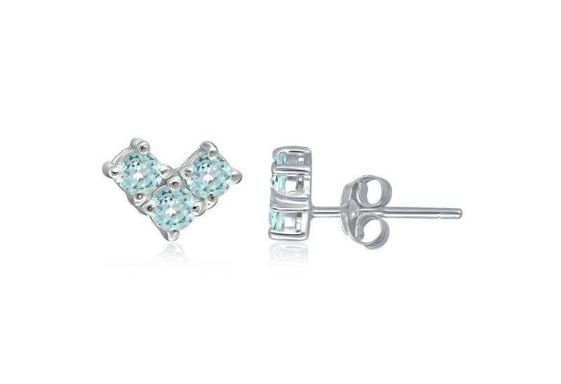 Sternvoll Ohrring-Set Damen Ohrstecker aus 925 Sterling Silber mit Blautopas in Herzform, 925 Sterling Silber - echter Blautopas von Sternvoll