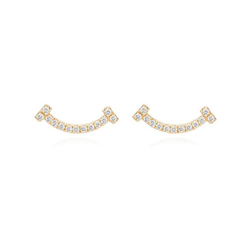Sternvoll Ohrring-Set Smile-Ohrstecker 750er Gold, 0.13 ct Diamant Pavé IGI-zertifiziert, Smile Design, 0.13 ct Pavé, 18K Roségold, Trendschmuck von Sternvoll