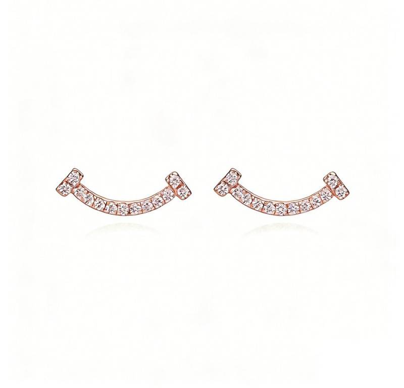 Sternvoll Ohrring-Set Smile-Ohrstecker 750er Gold, 0.13 ct Diamant Pavé IGI-zertifiziert, Smile Design, 0.13 ct Pavé, 18K Roségold, Trendschmuck von Sternvoll