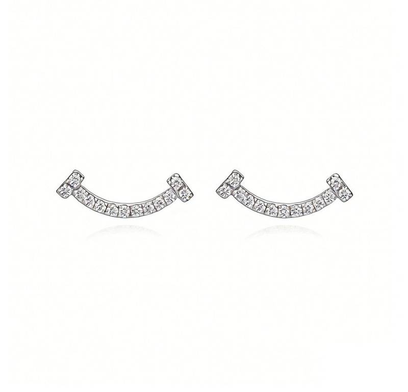 Sternvoll Ohrring-Set Smile-Ohrstecker 750er Gold, 0.13 ct Diamant Pavé IGI-zertifiziert, Smile Design, 0.13 ct Pavé, 18K Roségold, Trendschmuck von Sternvoll