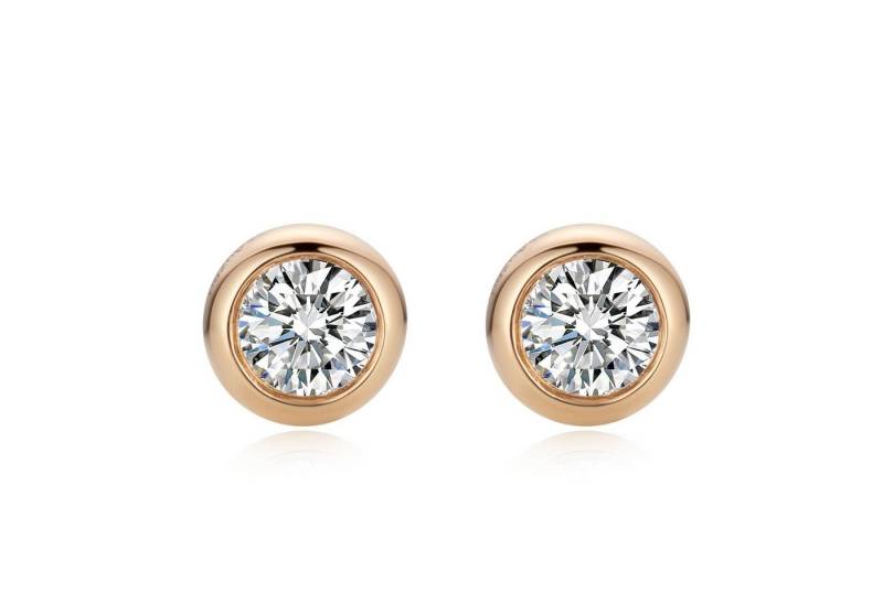 Sternvoll Ohrring-Set Solitär Ohrstecker 0.20 ct Labordiamanten, 18K Zargenfassung IGI, 0.20 ct Solitär, Zargenfassung, 18K Roségold, Zeitlos von Sternvoll