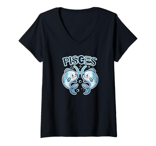 Damen Sternzeichen Fische Astrologie Horoskop Fische T-Shirt mit V-Ausschnitt Damen Sternzeichen Fische Astrologie Horoskop Fische T-Shirt mit V-Ausschnitt von Sternzeichen und Horoskop der Astrologie
