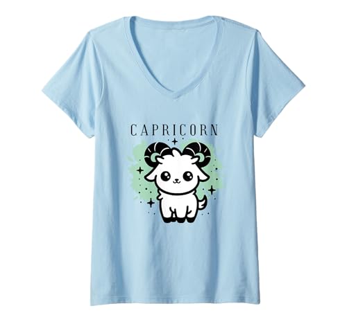 Damen Sternzeichen Steinbock Astrologie Horoskop Steinbock T-Shirt mit V-Ausschnitt Damen Sternzeichen Steinbock Astrologie Horoskop Steinbock T-Shirt mit V-Ausschnitt von Sternzeichen und Horoskop der Astrologie
