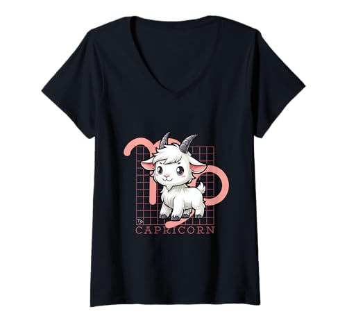 Damen Sternzeichen Steinbock Astrologie Horoskop Steinbock T-Shirt mit V-Ausschnitt Damen Sternzeichen Steinbock Astrologie Horoskop Steinbock T-Shirt mit V-Ausschnitt von Sternzeichen und Horoskop der Astrologie