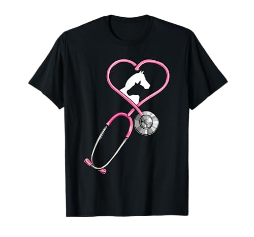 Tierarzt Stethoskop Herz von Pferd und Kuh Tierarzt Frauen T-Shirt von Stethoscope Horse Cow as Heart for Veterinarian