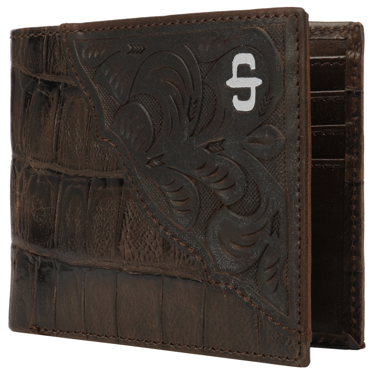 Croco Embossed Leather Bi-Fold Wallet von Stetson.eu