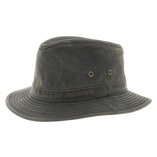 Stetson Vagabunden Traveller Hut Herren - Abenteuerhut aus Baumwolle mit UV-Schutz 40+ - Outdoorhut im Vintage-Stil - Baumwollhut Sommer/Winter - Sonnenhut - S (54-55 cm) braun von Stetson