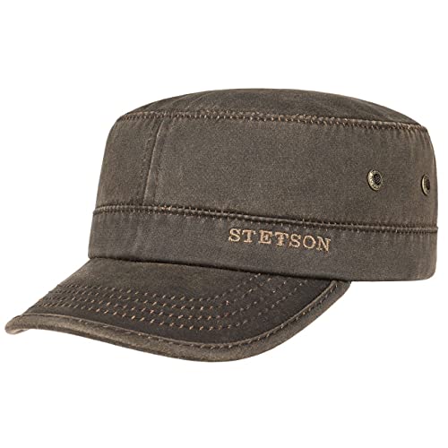 Stetson Datto Army Cap (Kubacap), coole aus Baumwolle gefertigte Militärmütze für Herren, Armee-Mütze Gr.S/54-55-Braun von Stetson