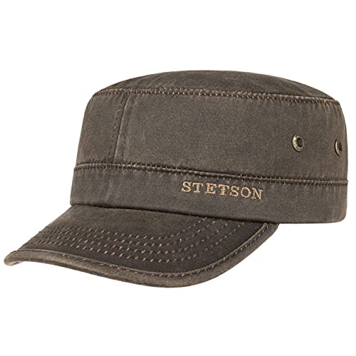 Stetson Datto Army Cap (Kubacap), coole aus Baumwolle gefertigte Militärmütze für Herren, Armee-Mütze Gr.XL/60-61-Braun von Stetson