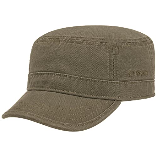 Stetson Gosper Army Cap Damen/Herren - Urban Armycap aus Baumwolle - Militärcap mit UV-Schutz 40 - Mütze Militär Sommer/Winter Oliv L (58-59 cm) von Stetson