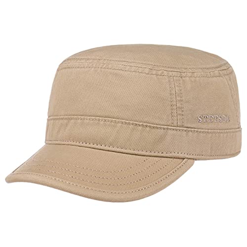 Stetson Gosper Army Cap Damen/Herren - Urban Armycap aus Baumwolle - Militärcap mit UV-Schutz 40 - Mütze Militär Sommer/Winter Dunkelbeige XL (60-61 cm) von Stetson