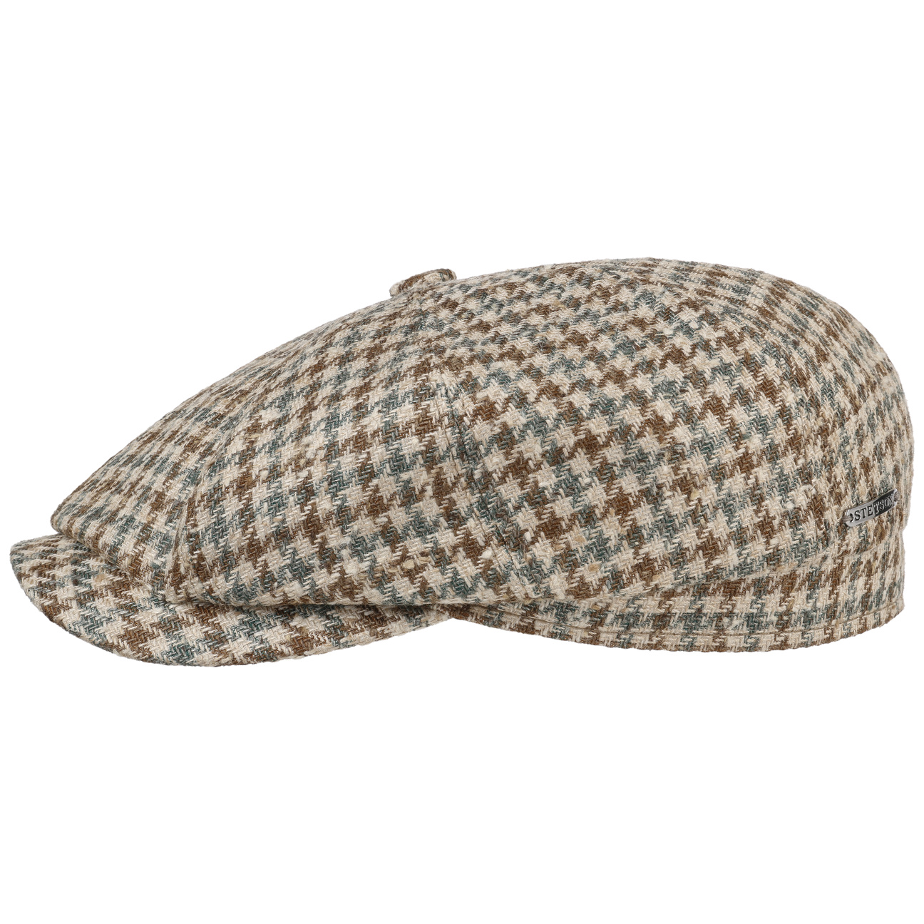 Hatteras Tricolour Houndstooth Flatcap by Stetson von Stetson