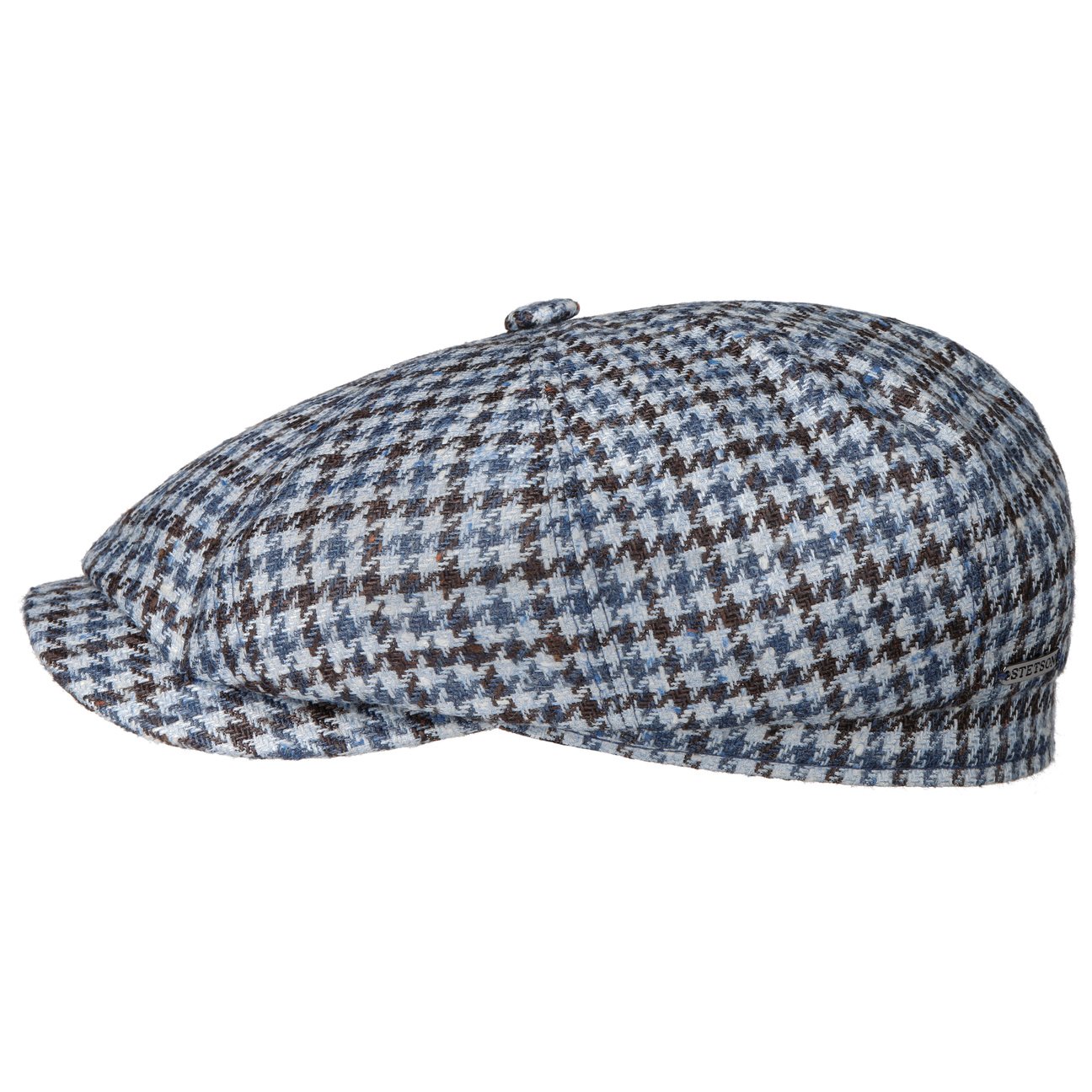 Hatteras Tricolour Houndstooth Flatcap by Stetson von Stetson