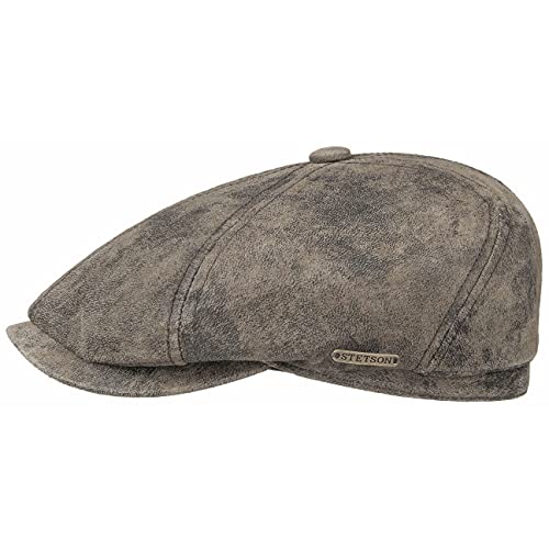 Stetson McCook Vintage Ledercap - Flatcap Herren/Damen - Schiebermütze aus Leder (Schwein, Velours) - Schlägermütze mit Baumwollfutter - Flat Cap Winter/Sommer braun L (58-59 cm) von Stetson