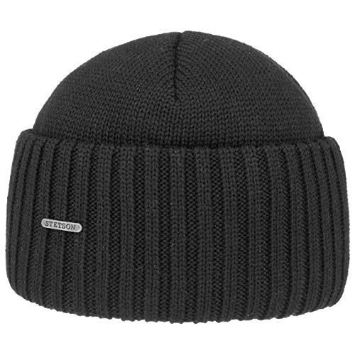 Stetson Northport Wintermütze aus Merinowolle - Mütze Made in Italy - Seemannsmütze für Damen/Herren - Wollmütze Herbst/Winter - Merinomütze Schwarz One Size von Stetson