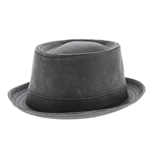 Stetson Pork Pie Hut Odenton Damen/Herren - Porkpie aus Baumwolle - Fedora Wasserabweisend & Sonnenschutz - Herrenhut Sommer/Winter - Musikerhut schwarz L (58-59 cm) von Stetson