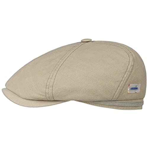 Stetson 6 Panel Sustainable Cotton Flatcap Schirmmütze Schiebermütze Baumwollcap Herren - Made in The EU mit Schirm Frühling-Sommer - L (58-59 cm) beige von Stetson