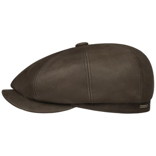 Stetson 8 Panel Flatcap Leder Herren Mit Futter braun XL (60-61 cm) von Stetson