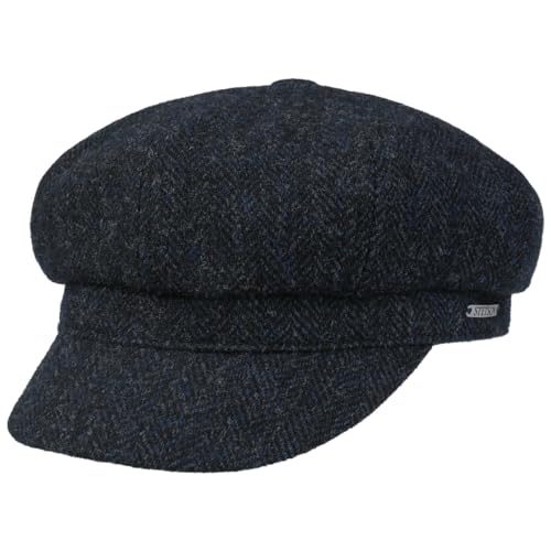 Stetson 8-Panel Wool Ballonmütze - Schirmmütze Herren/Damen - Wollmütze mit Innenfutter (Baumwolle) - Mütze mit Wolle - Schildmütze gefüttert Herbst/Winter - Balloncap schwarz-blau S (54-55 cm) von Stetson